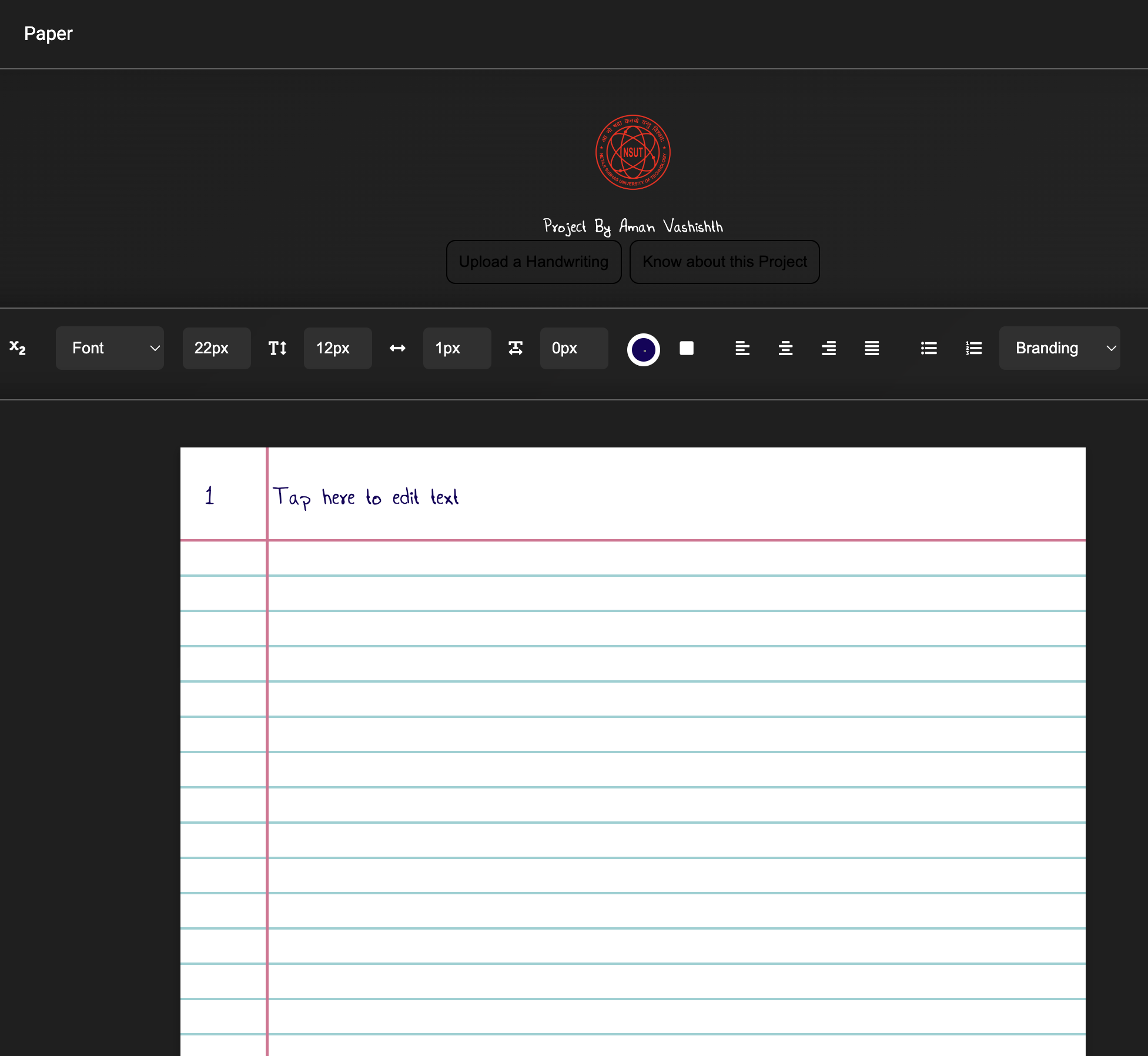 Aman Vashishth Text to Handwriting Converter Project